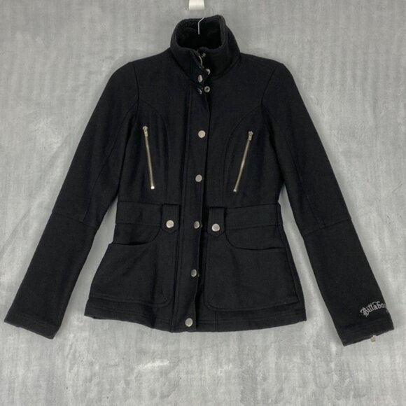 Billabong Black Wool Feel Jacket With Removable Sherpa Lining Womens Small - Picture 2 of 12